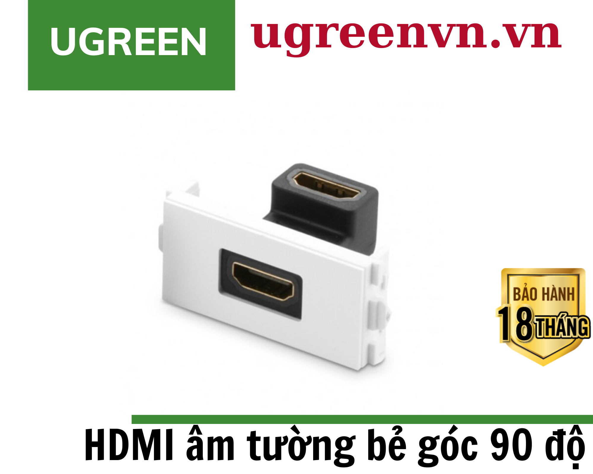 Hạt Wallplate HDMI âm tường bẻ góc 90 độ Ugreen 20318 cao cấp